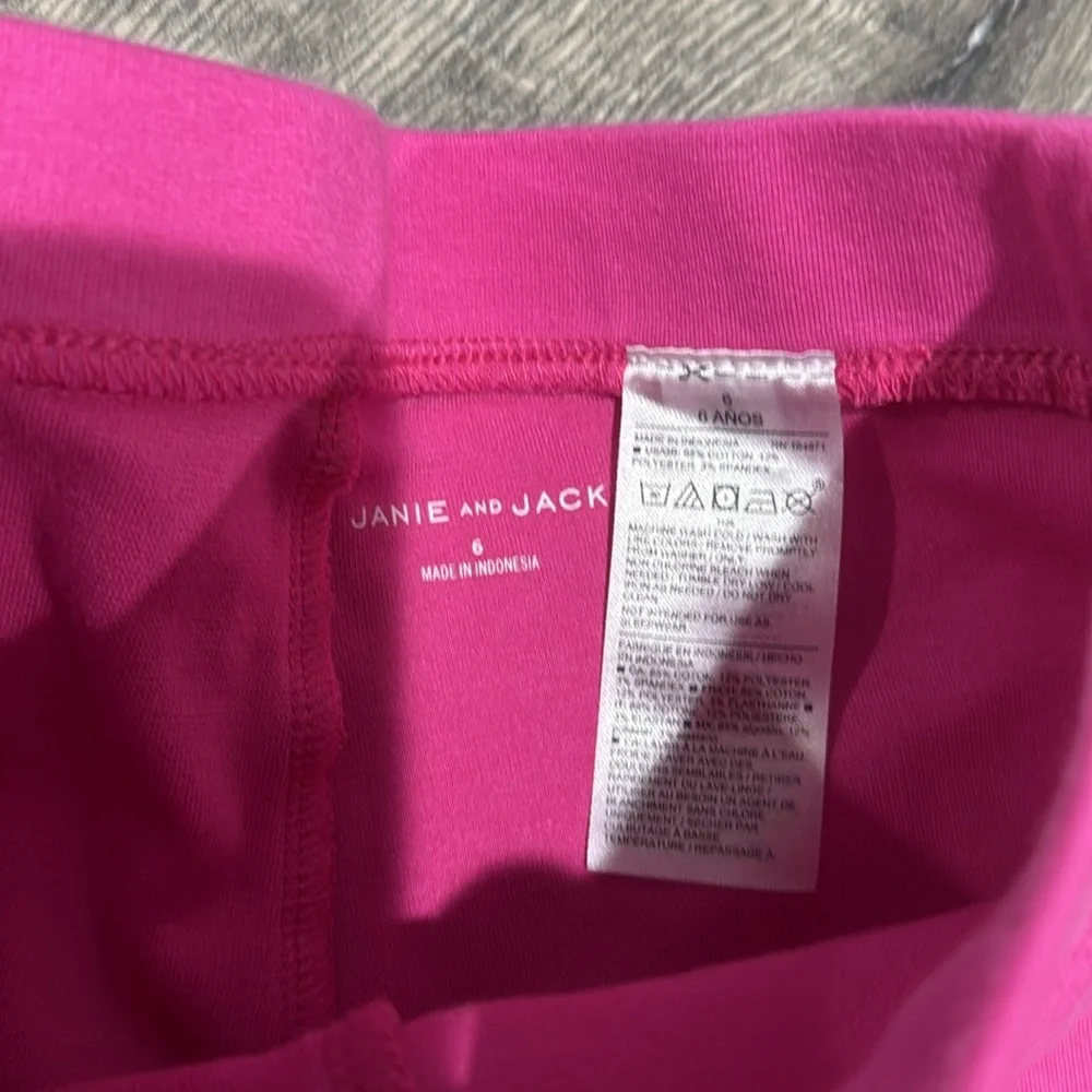 • Janie and Jack • Girls Ponte Legging Pants Pink  Gold Buttons 6
